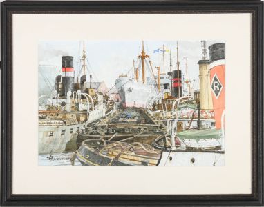 J.H. Drinkwater - 20th Century Watercolour, Liverpool Tugs