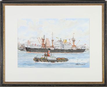 J.H. Drinkwater - 20th Century Watercolour, Liverpool Boats