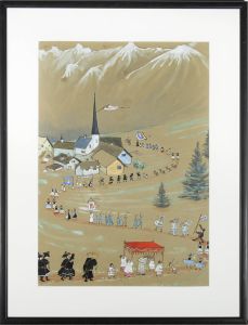 Early 20th Century Watercolour - Parade to the Village