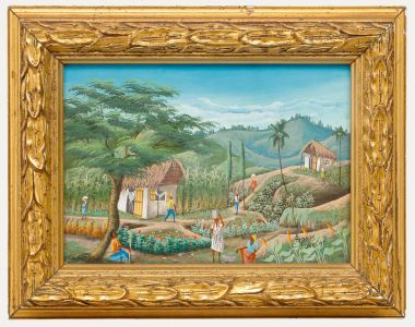 Arnoux Lobe - Framed Haitian School 20th Century Oil, Crop Rotation