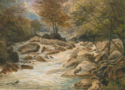 William Dickes (1815-1892) - Late 19th Century Watercolour, The Otter's Catch