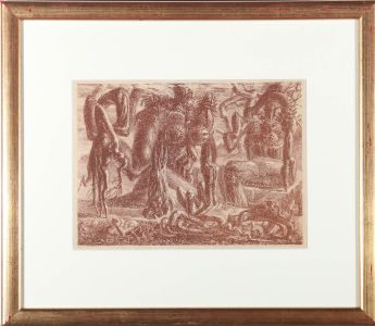 Mustapha El Armsouti - c.1946 Lithograph, Creature of the Woods