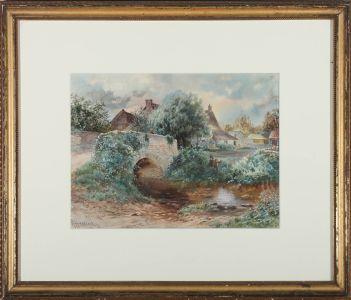 Alexander Handcock (1853 - 1932) - 1906 Watercolour, Cottages in Stapleton