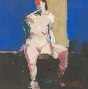 Richard J.S. Young - 2008 Oil, Nude on Blue