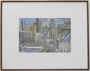 Framed Contemporary Oil - City Skyscrapers