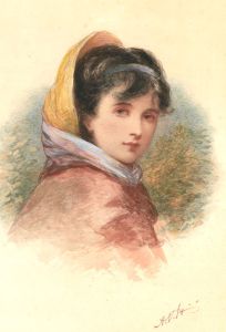 Mid 20th Century Watercolour - Girl in a Bonnet