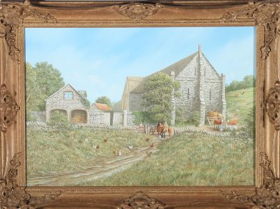 Follower of John E. Mace RBA (1889-1952) - Oil, Farmstead Scene with Figures