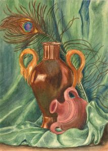 Mid 20th Century Watercolour - The Peacock Feather