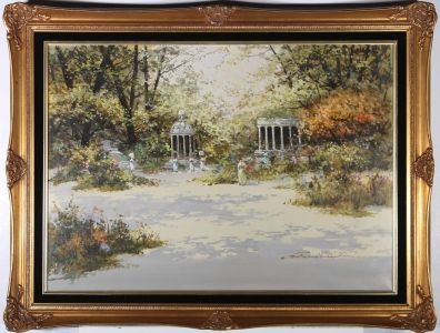Framed Continental School 20th Century Oil - Italian Gardens in Summer