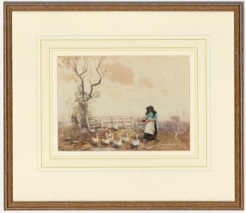 Arthur Royce Bradbury ARWA (1892-1977) - Framed Watercolour, Feeding the Ducks