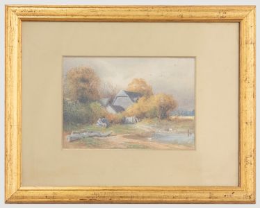 Mid 19th Century Watercolour - By the Duck Pond