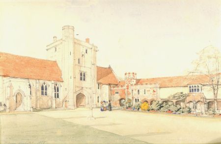 1855 Watercolour - St. Cross Hospital Winchester