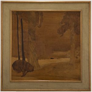 Albert James Rowley (1899-1931) - Mid Century Marquetry Panel , Sunset Landscape