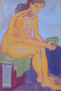 Austin Taylor (1908-1992) - Mid 20th Century Gouache, Reading Nude
