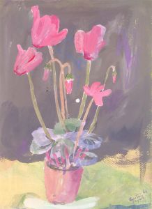 Austin Taylor (1908-1992) - 1966 Gouache, Pink Cyclamen