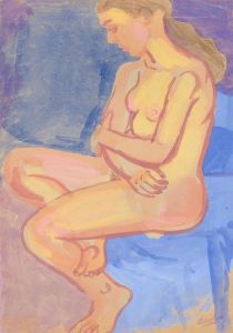 Austin Taylor (1908-1992) - Mid 20th Century Gouache, Nude On Blue