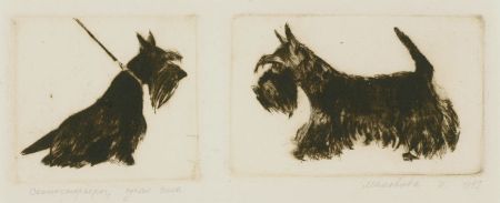 Irena Makoveeva (b.1954) - 20th Century Etching, Scottish Terrier in Profile II