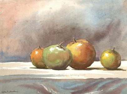 Keith Burtonshaw - Contemporary Watercolour, Still Life on White Cloth