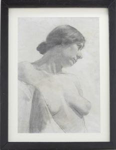 Framed Early 20th Century Charcoal Drawing - The Female Body