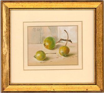 Daphne Padden - Framed Miniature Watercolour, Tree Crab-Apples
