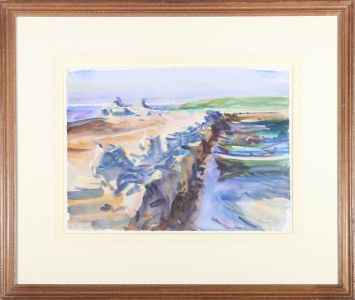 Anthony Bream (b.1943) - 1994 Watercolour, Boats On The Sand