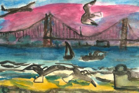 Michael Davies (b.1947) - Contemporary Watercolour, The Bridge & Cormorants
