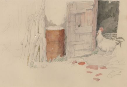 Harry Bush (1883-1957) - Mid 20th Century Watercolour, Chicken at the Gate