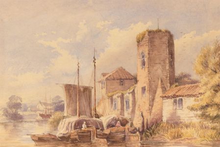 Late 19th Century Watercolour - Barges by the Tower