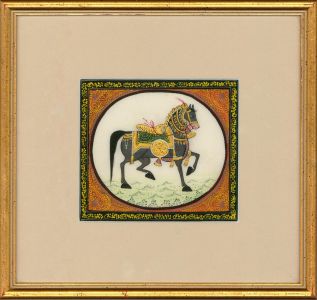 Framed Indian School 20th Century Gouache - Ceremonial Horse
