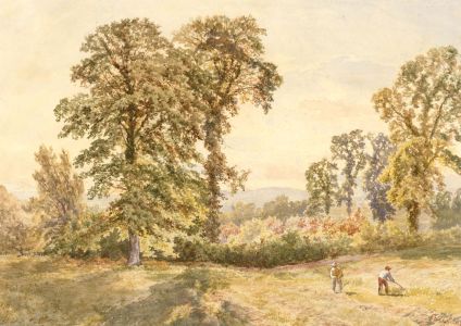 Charles Collins (c1819-1899) - 1874 Watercolour, Tending the Fields