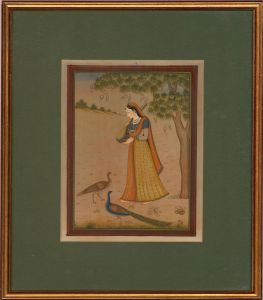 Indian Miniatures Early 20th Century Gouache - Music for Peacocks