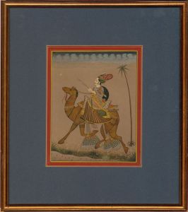 Early 20th Century Gouache - Soldier on a Camel