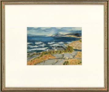 Framed 20th Century Gouache - Coastal Scene