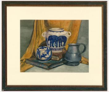 Mid 20th Century Watercolour - Porcelain on Linen