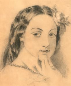 Mid 19th Century Graphite Drawing - Portrait of a Young Woman