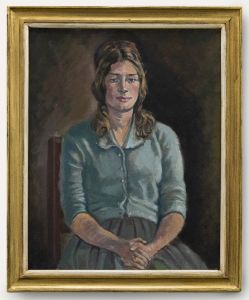 Framed 20th Century Oil - Young Lady in Blue