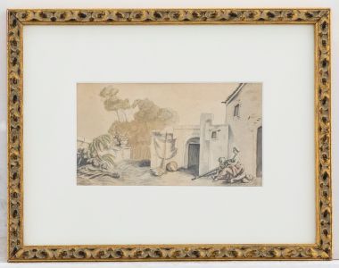 Early 19th Century Watercolour - The Courtyard