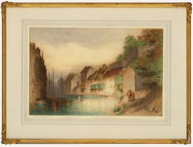 James Alphege Brewer (1881-1946) - Etching, On the Sambre, Old Namur
