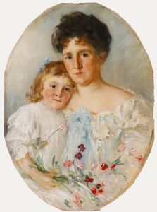J. M. Heaton - Late 19th Century Watercolour, Mother and Daughter