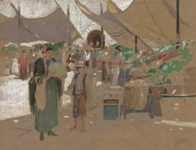 Italian School Early 20th Century Watercolour - At the Market