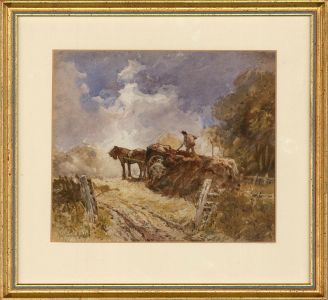 John Keeley RBSA (1849-1930) - Late 19th Century Watercolour, The Hay Wagon