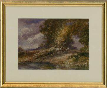 John Keeley RBSA (1849-1930) - Framed Watercolour, Loggers Crossing