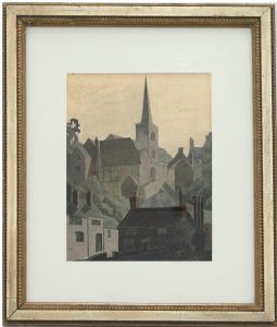 Framed Mid 20th Century Watercolour - Church on the Hill