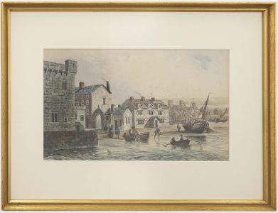Edwin Robert Beattie (1845-1917) - Watercolour, Morning at the Dock