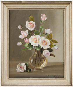 Alexander Wilson - Framed Mid 20th Century Oil, Vase of Roses