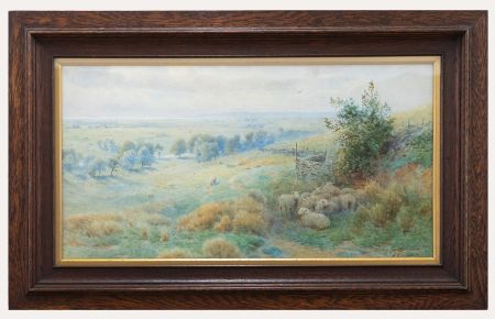 Howard Gull Stormont (1844-1923) - Framed Watercolour, Herd on the Hillside