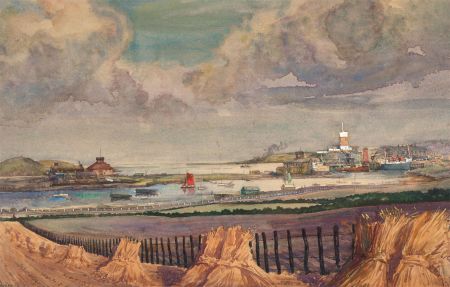 P. Morgan - Mid 20th Century Watercolour, Hay Field & Harbour