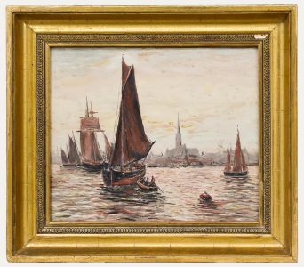 Early 20th Century Oil - Sailing Boats in the Morning