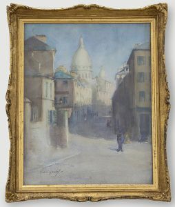 Karl Gamley - Early 20th Century Watercolour, Continental Street with Cathedral