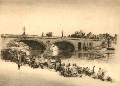 E. Wandle - Early 20th Century Etching, Kew Bridge